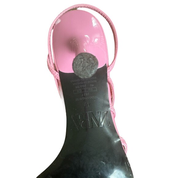 Zara Womens Square Toe Strappy Heels Barbie Pink Size 9 - Picture 8 of 8